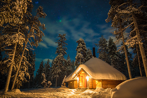 Lappland Urlaub im Winter - Übernachtung in einer Hütte